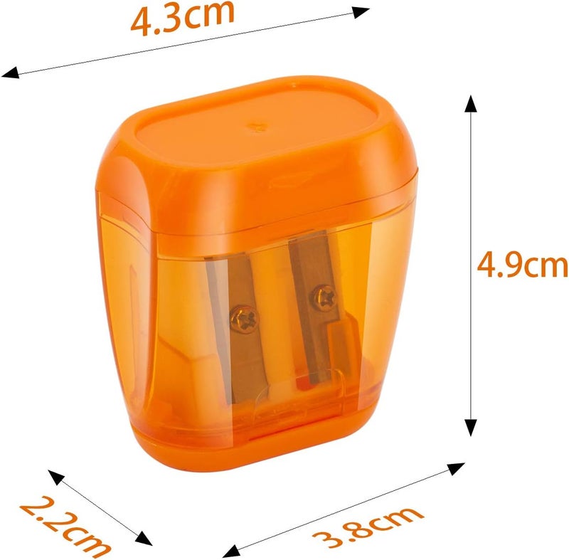 KIDMEN Manual Pencil Sharpeners,2 Holes Compact Sharpener with Lid for Kids, School and Office-12 Pack - Image 3